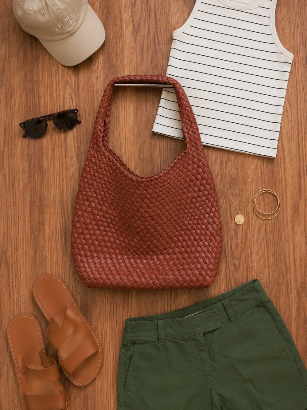 Woven Cognac Brown Hobo Bag Slouchy Shoulder Bag Basket Weave Tote NWOT